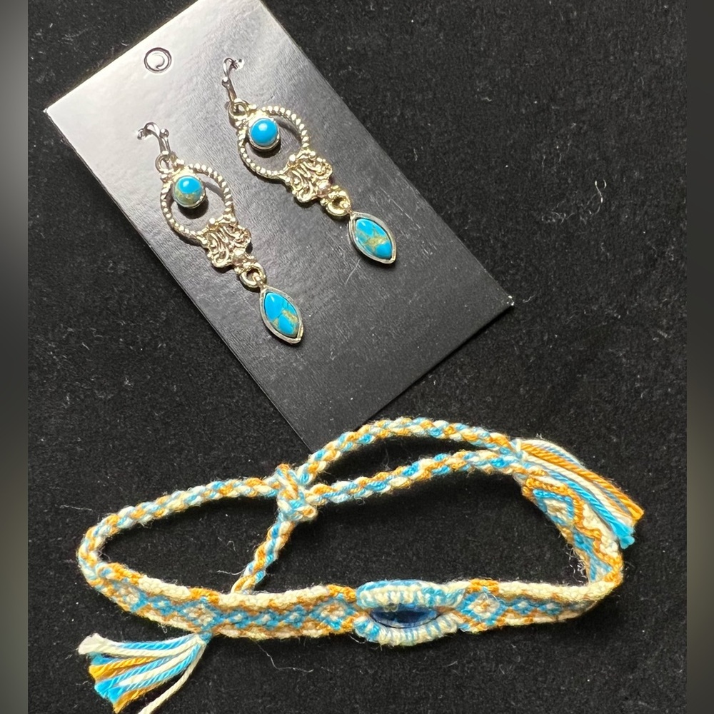 Woven bracelet and earrings
